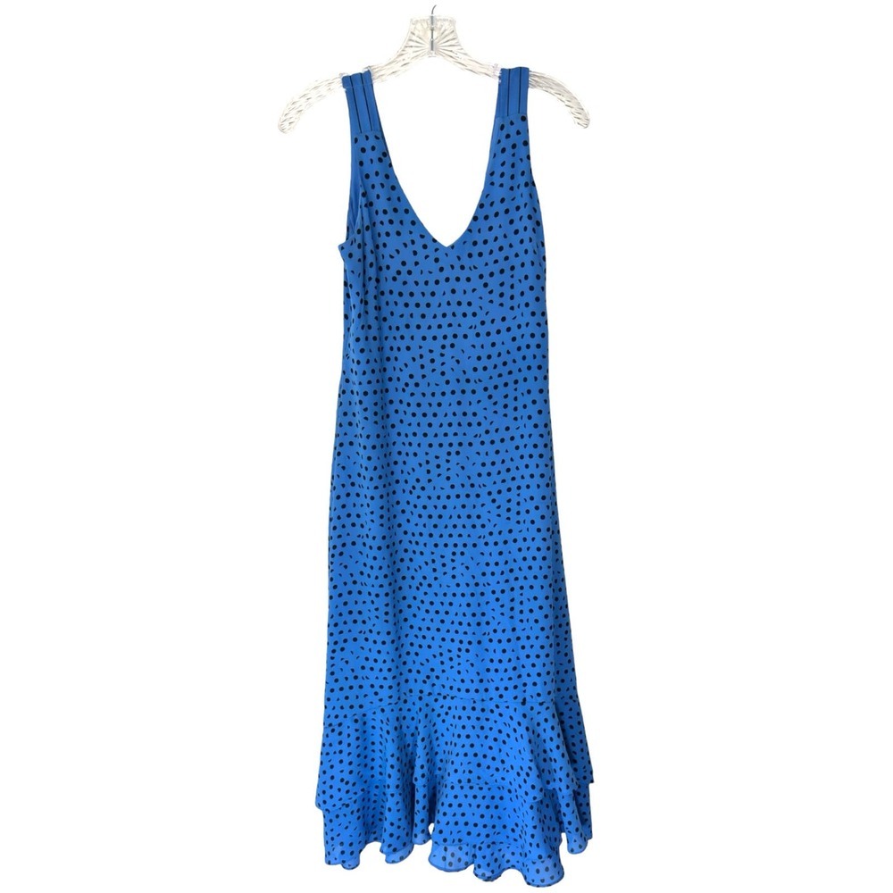 New Without‎ Tags Whistles Black Blue Luna Spot Tie Shoulder Midi Dress Size 4